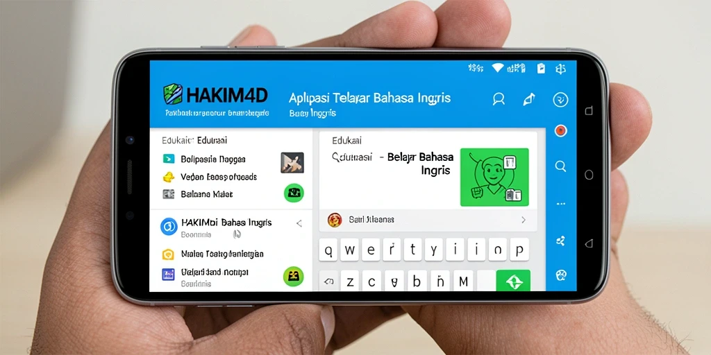 Antarmuka aplikasi HAKIM4D untuk belajar bahasa Inggris yang interaktif.