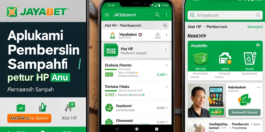 Antarmuka pengguna JAYABET yang bersih dan fungsional untuk pembersihan sampah.