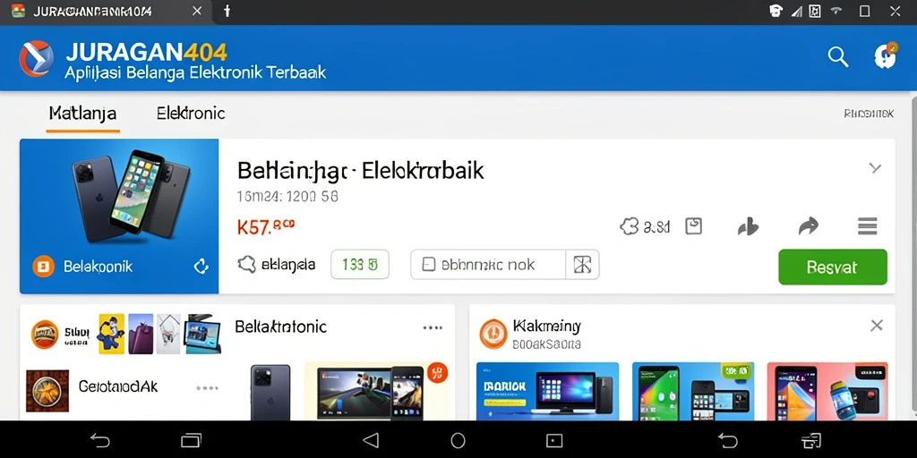 Antarmuka aplikasi JURAGAN404 yang menampilkan produk elektronik.