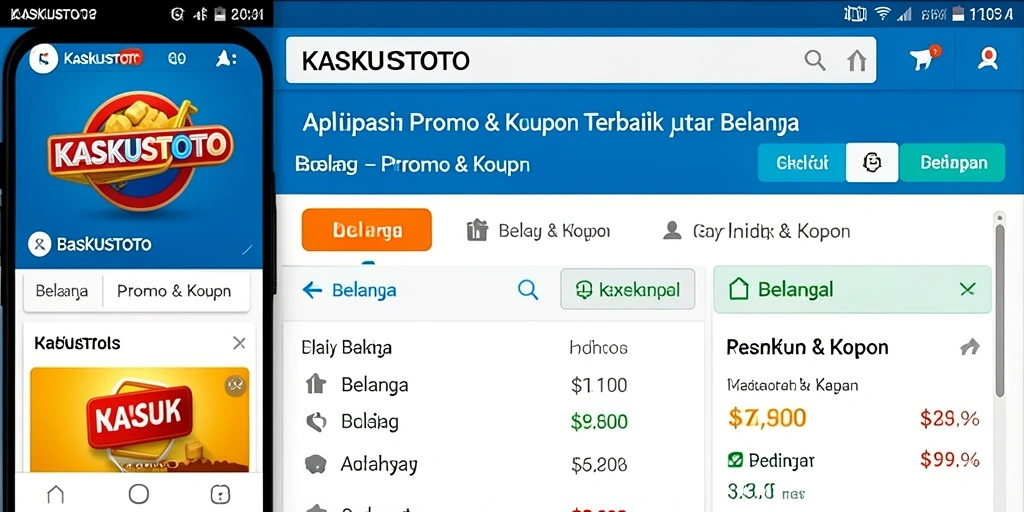 Antarmuka KASKUSTOTO menampilkan berbagai promo dan kupon dengan jelas.