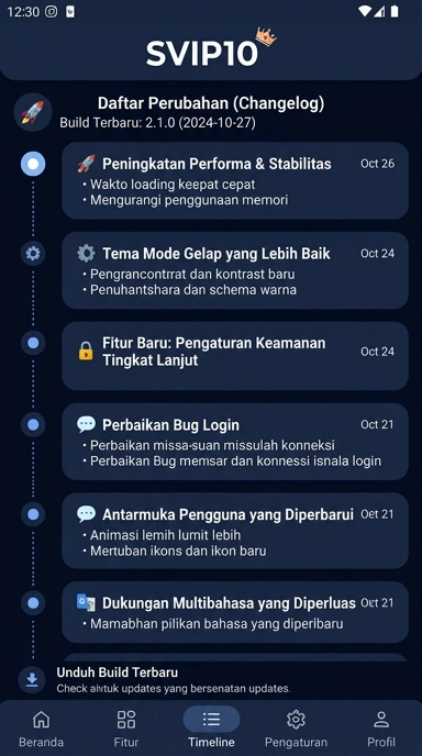 Riwayat versi terbaru svip10 untuk pengguna Android